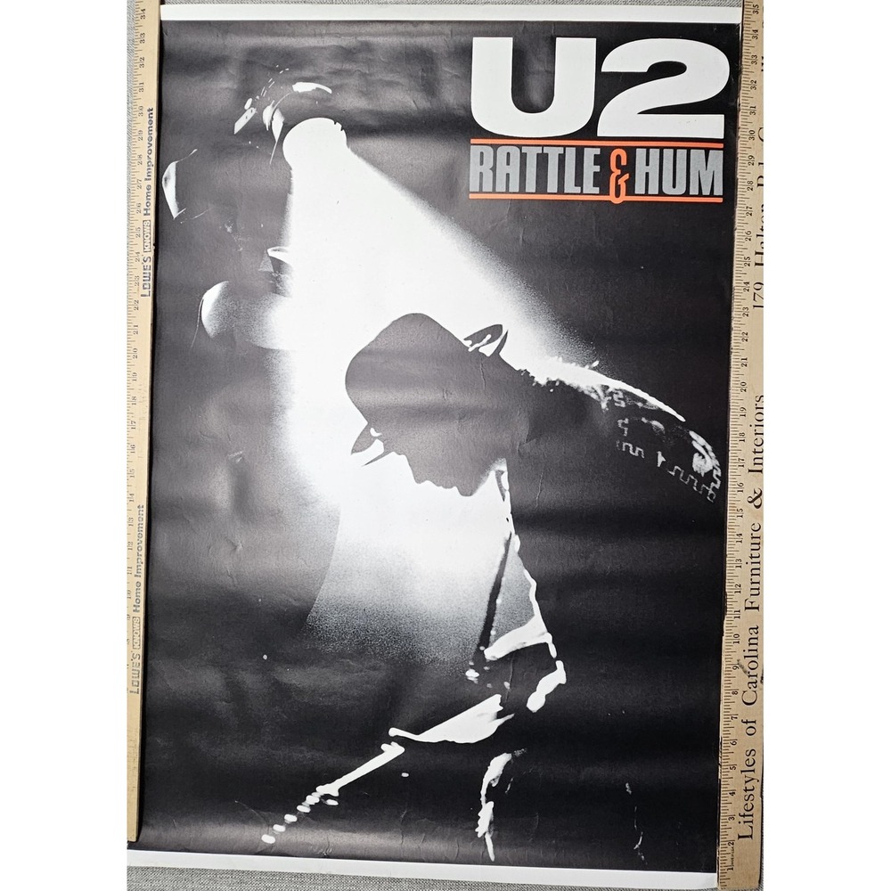 Vintage U2 Rattle & Hum Band Rock Concert Promo Poster Wall Art Black White
